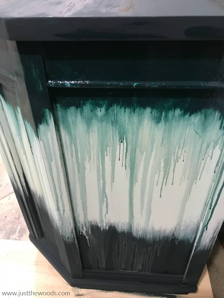 tie dye effect on furniture, paint dripping on furniture, chalk painted furniture