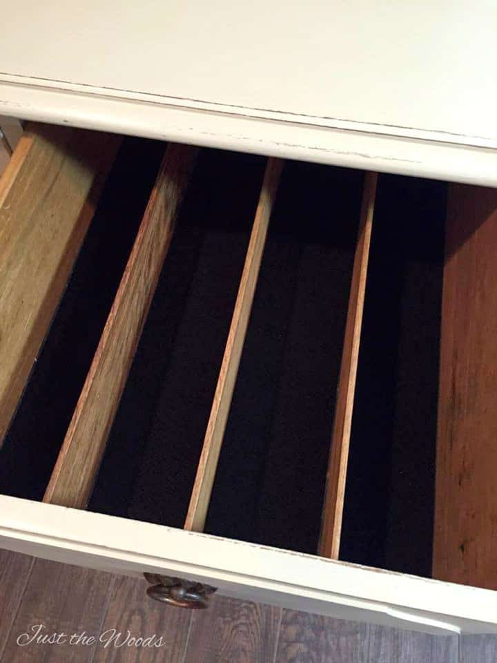 felt drawer liner in cutlery drawer