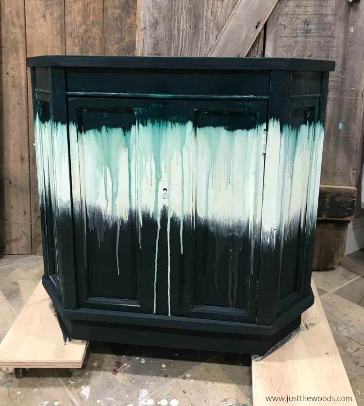 dripping paint on furniture with chalk paint