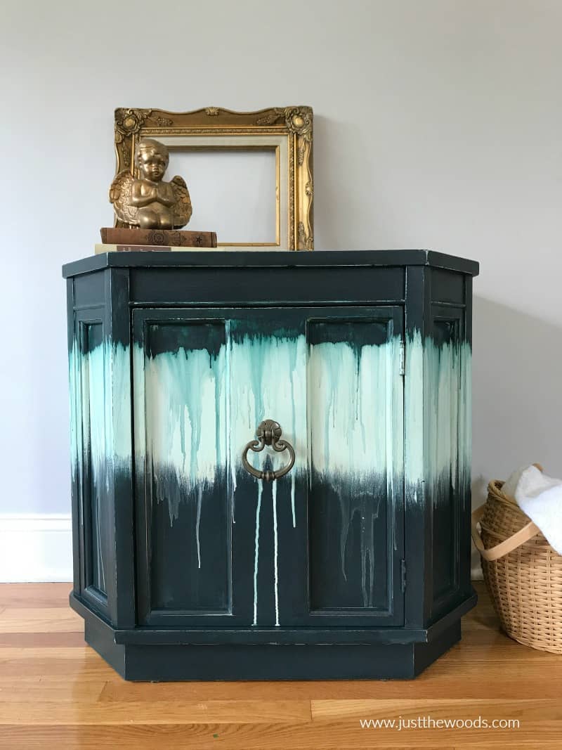 how to paint furniture with boho dripping paint effect
