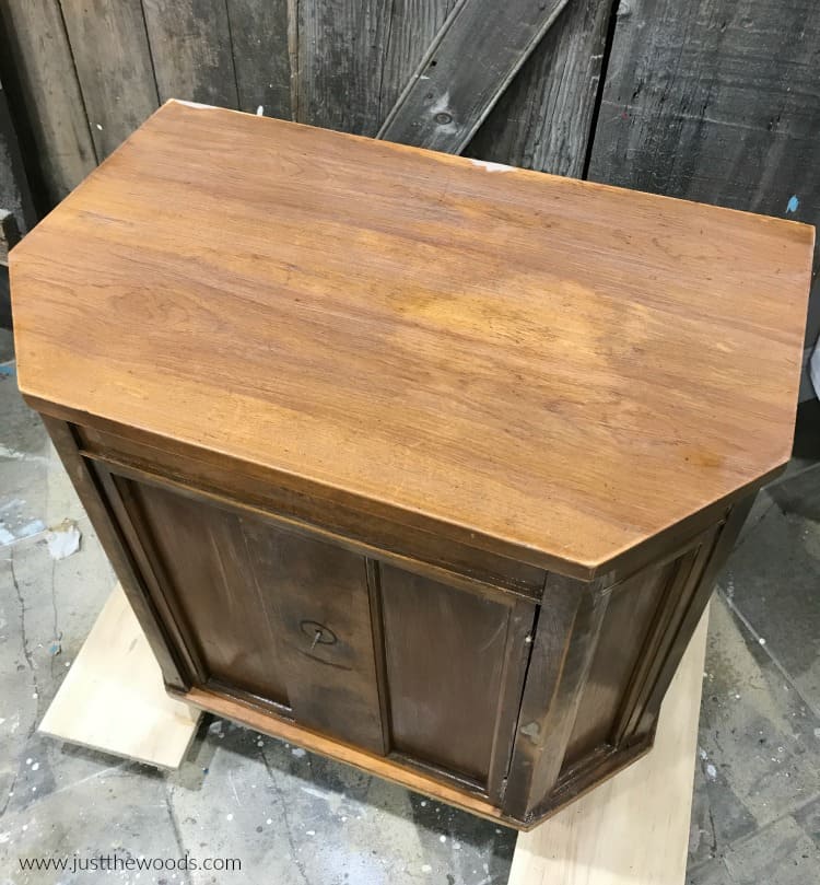 brown wood cabinet with clear primer, primer before chalk paint