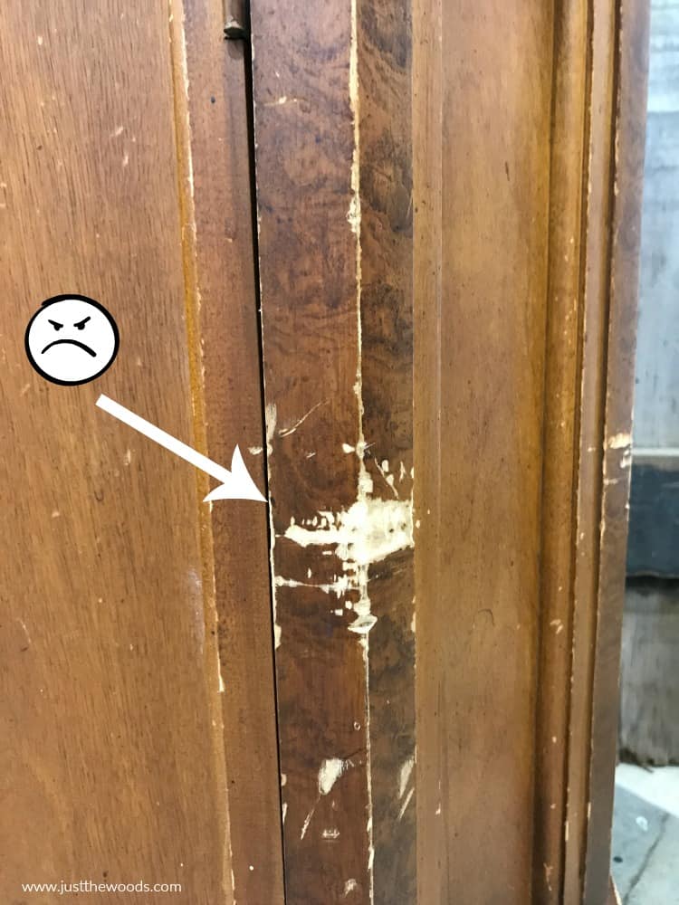 damage to wooden furniture, gouge in wood cabinet