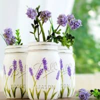Lavender Flower Painted Mason Jars