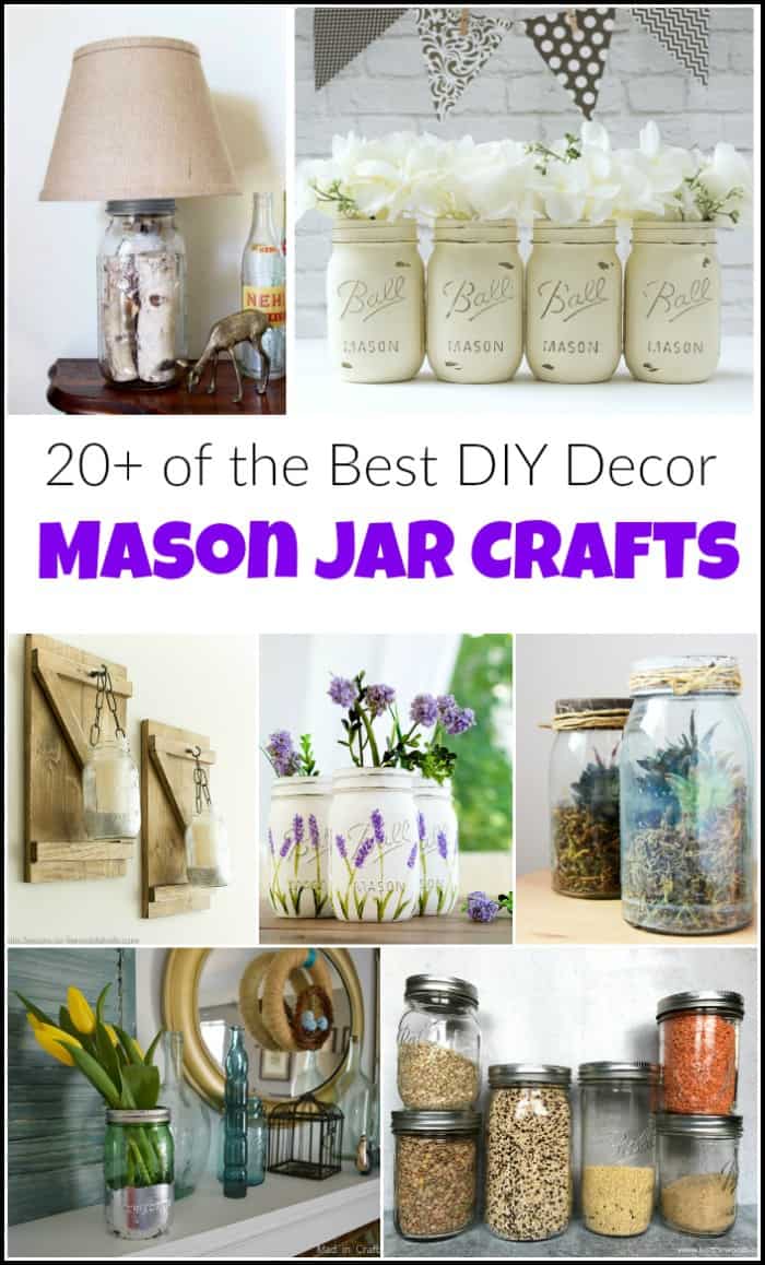 collage of mason jar craft ideas and projects