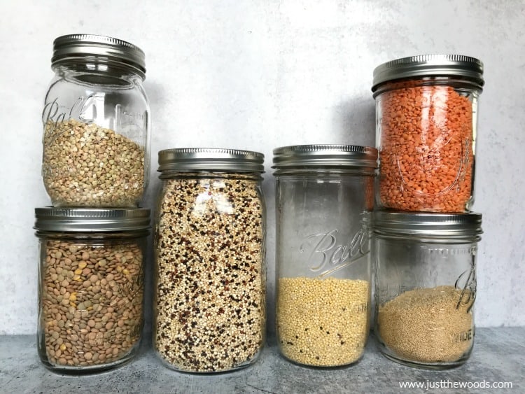 grains in mason jars, uses for mason jars, everyday uses for mason jars,