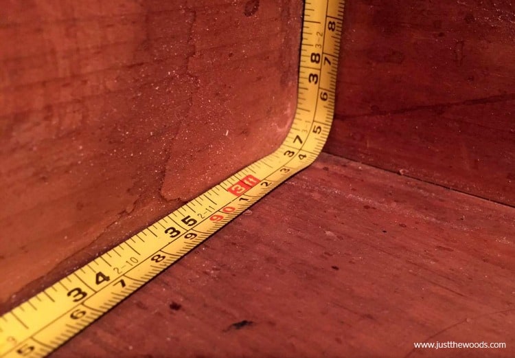 measure inside drawer, measuring tape 