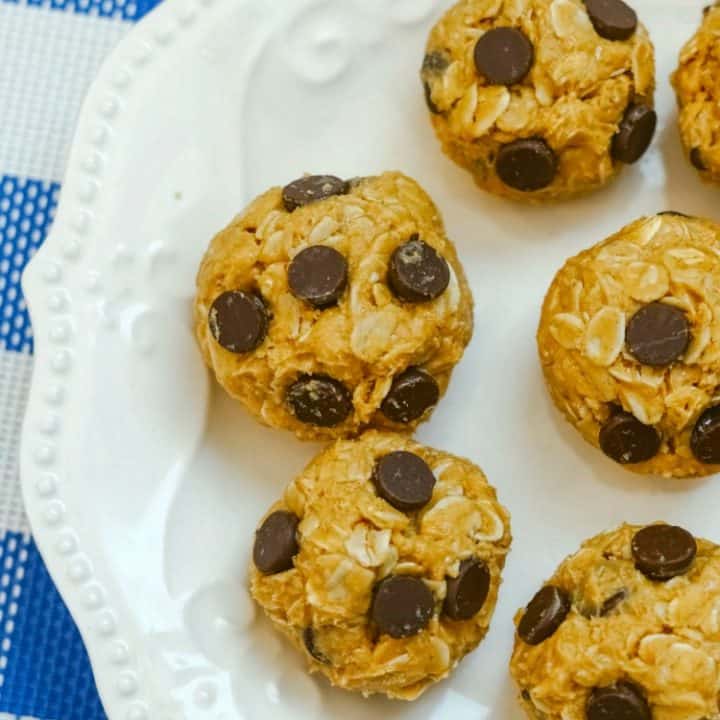 homemade oatmeal protein balls recipe with dark chocolate chips