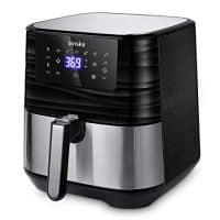 Innsky Air Fryer XL, 5.8QT 1700W Electric Stainless Steel Air Fryers Oven Oilless Cooker, 7 Cooking Presets, Preheat & LED Digital Touchscreen, Nonstick Square Basket, 2 Years Warranty (32 Recipe book )