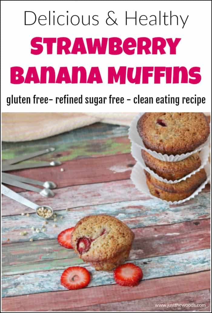 strawberry banana muffin recipe, healthy strawberry muffins