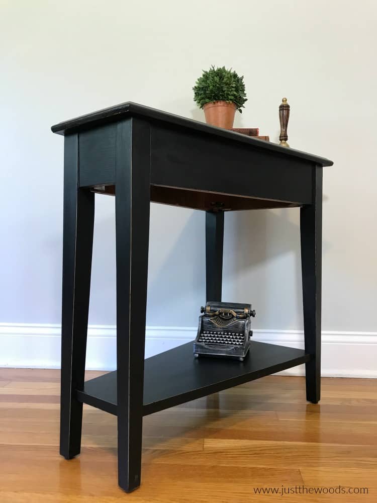 black painted furniture, black furniture paint on wood, distressed black furniture