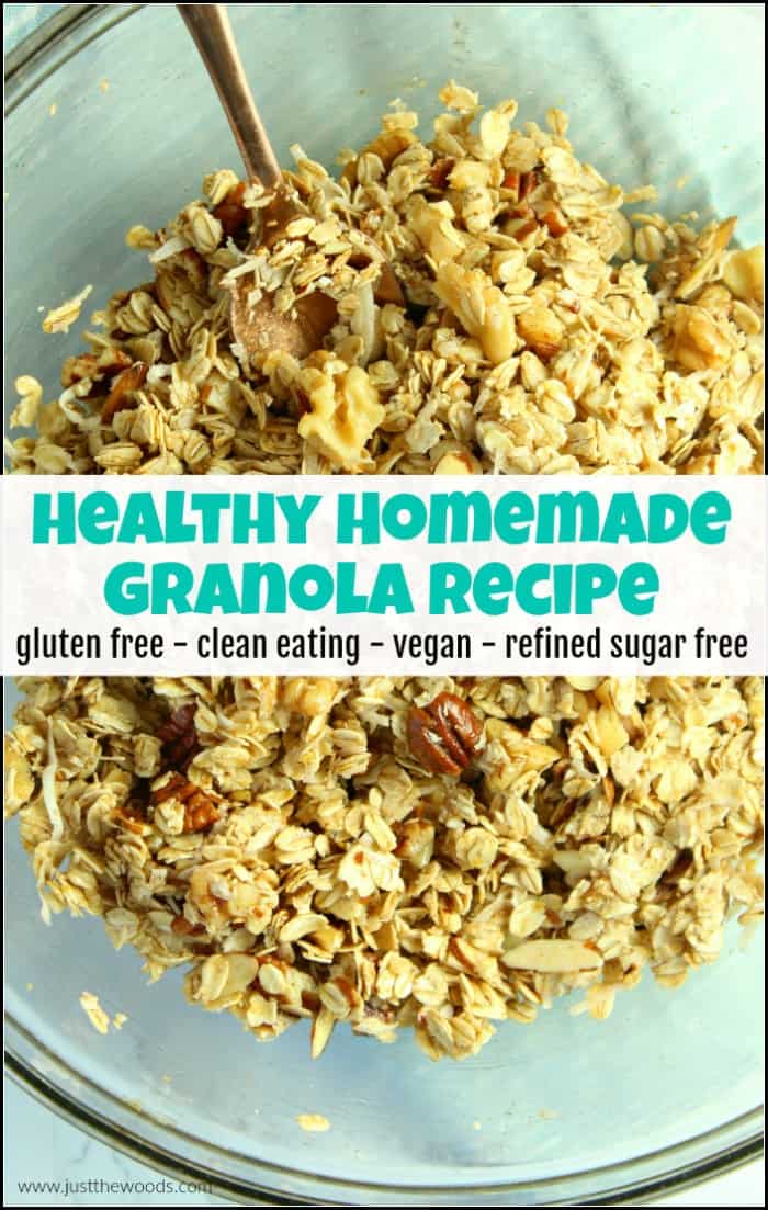 easy healthy homemade granola, gluten free granola recipe, vegan granola