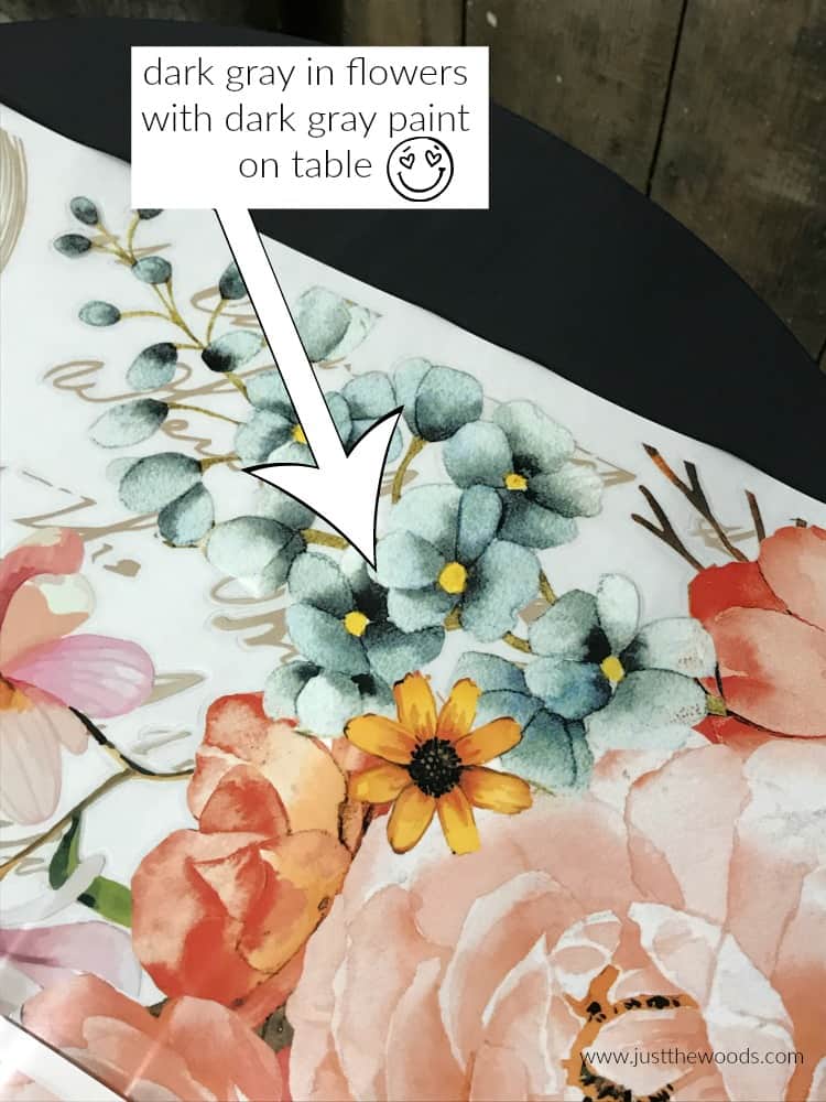 floral image on painted table