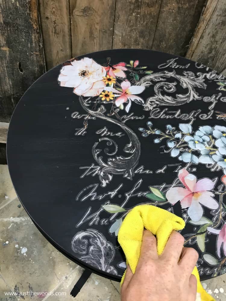 floral image on black chalk paint