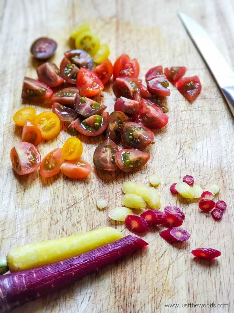 The Best Ever Avocado Chickpea Salad Recipe chopped tomatoes and carrots