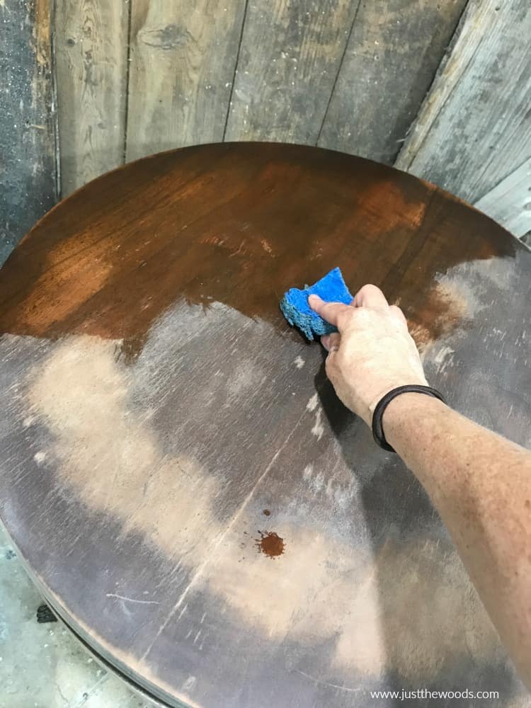 cleaning furniture, wood table, old table