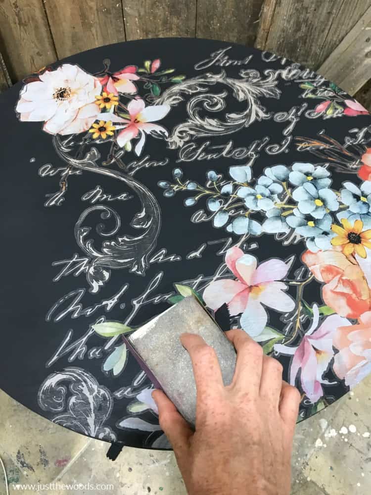 painted table with rose celebration transfer