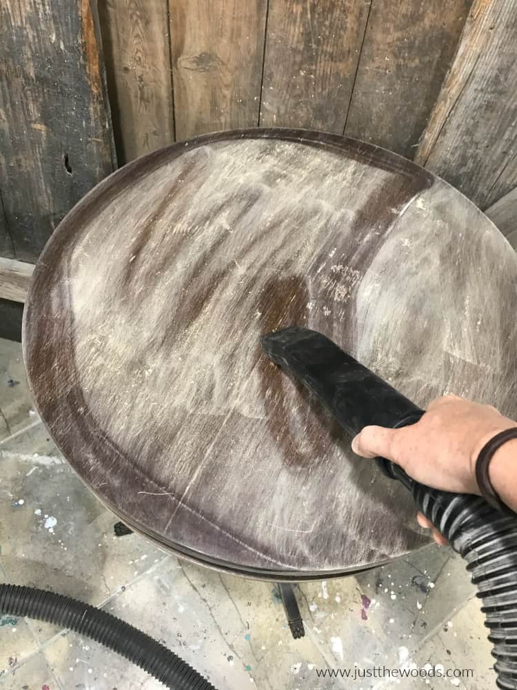 refinishing a table, sand wooden table