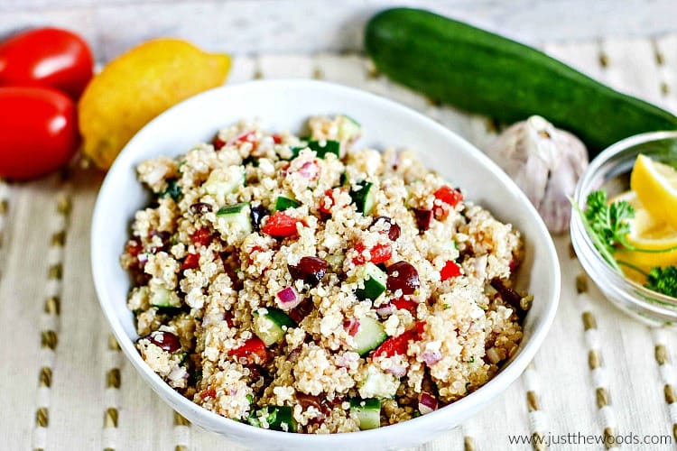 quinoa salad recipe, how to make quinoa salad, greek quinoa salad