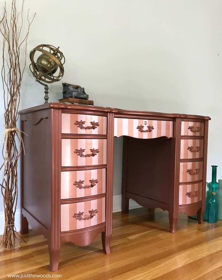 modern masters metallic paint, modern masters copper paint, metallic painted desk