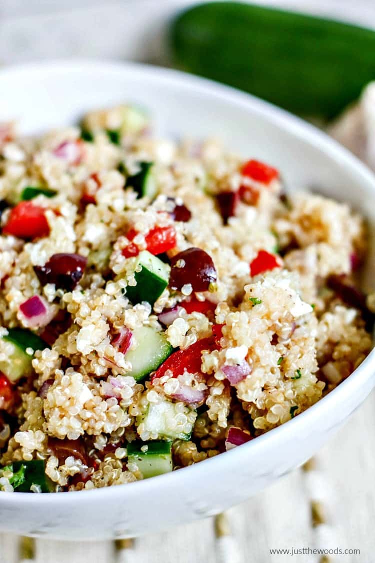 greek quinoa salad recipe, quinoa salad with feta, cold quinoa salad