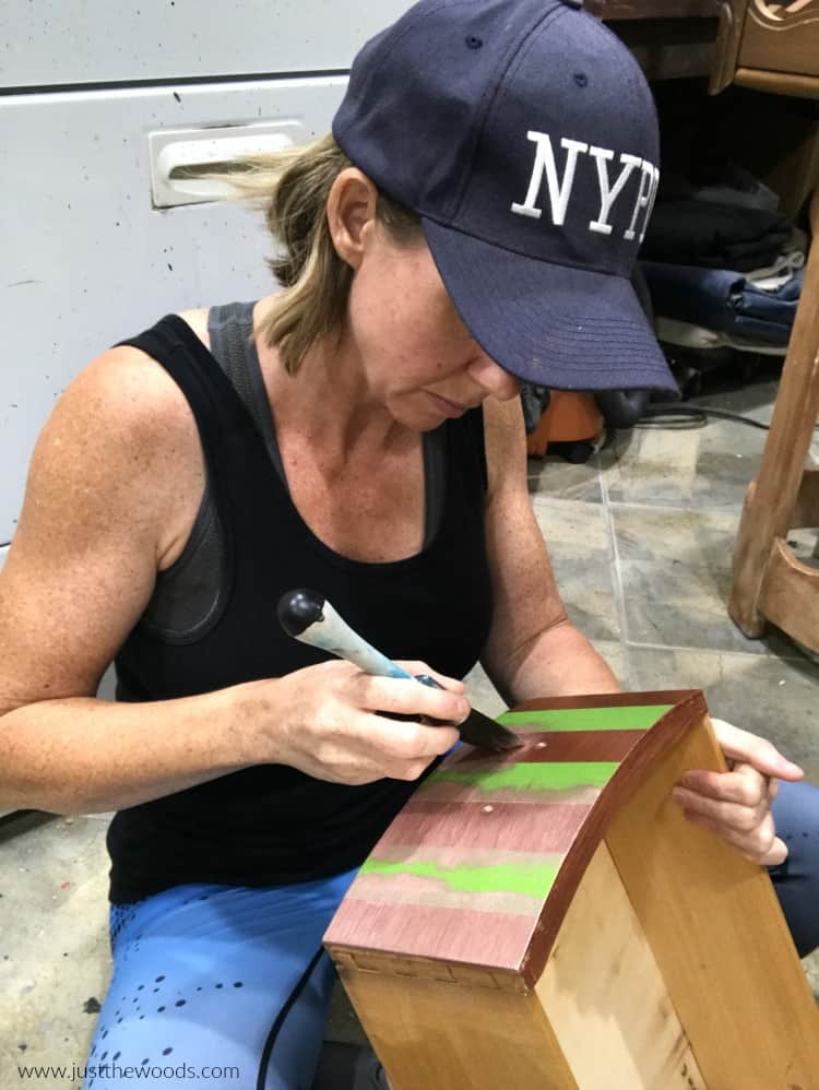 metallic rose gold paint on copper drawers