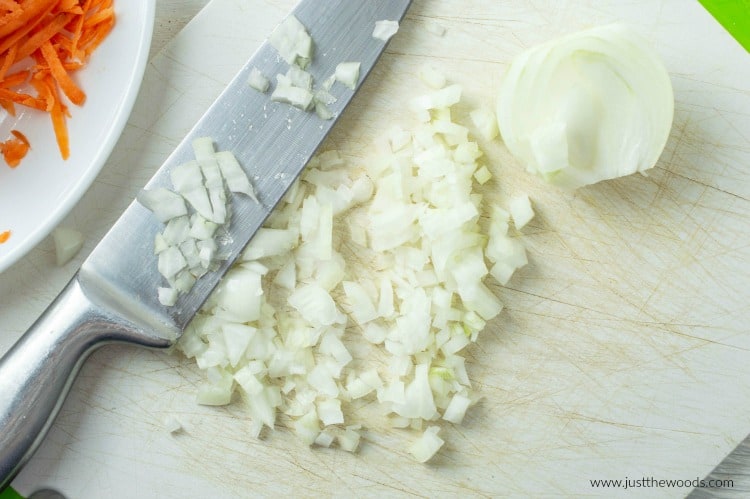 diced onions, sweet potato hash with onions