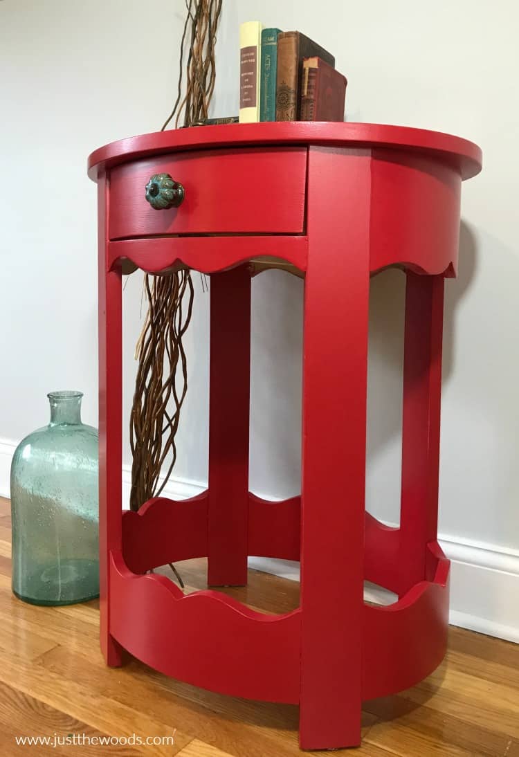 red painted table, wise owl paint veronica vaughn