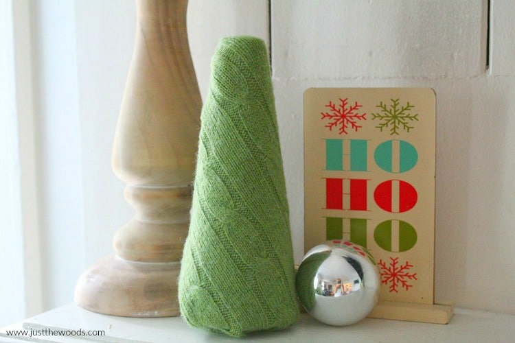 upcycled sweater, make diy christmas decorations with old sweaters, 