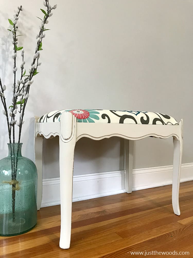 off white chalk paint with new fabric cushion