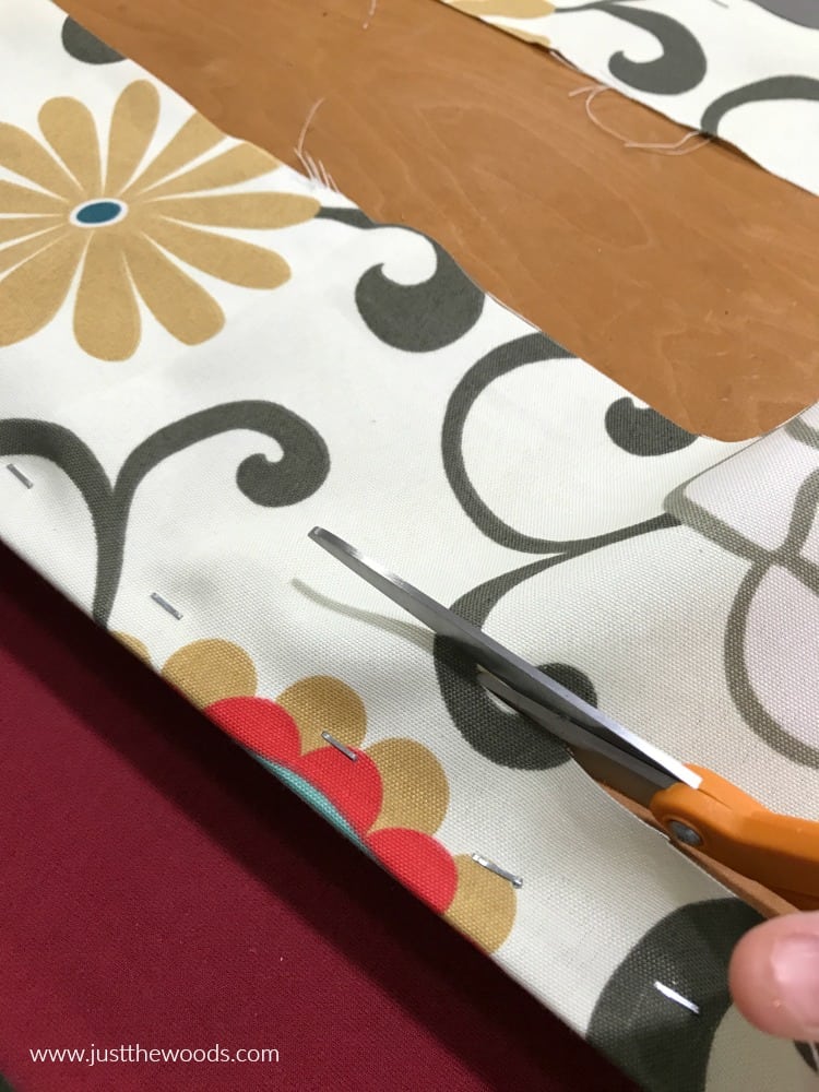 trim excess fabric when reupholstering