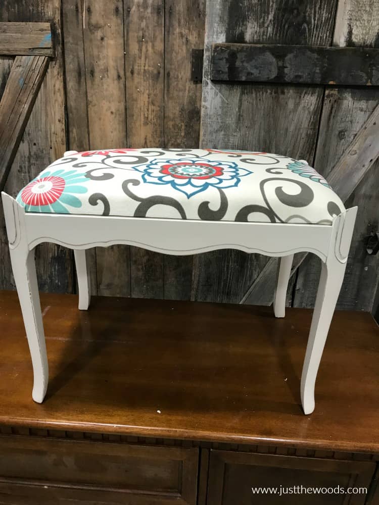 white painted vanity seat