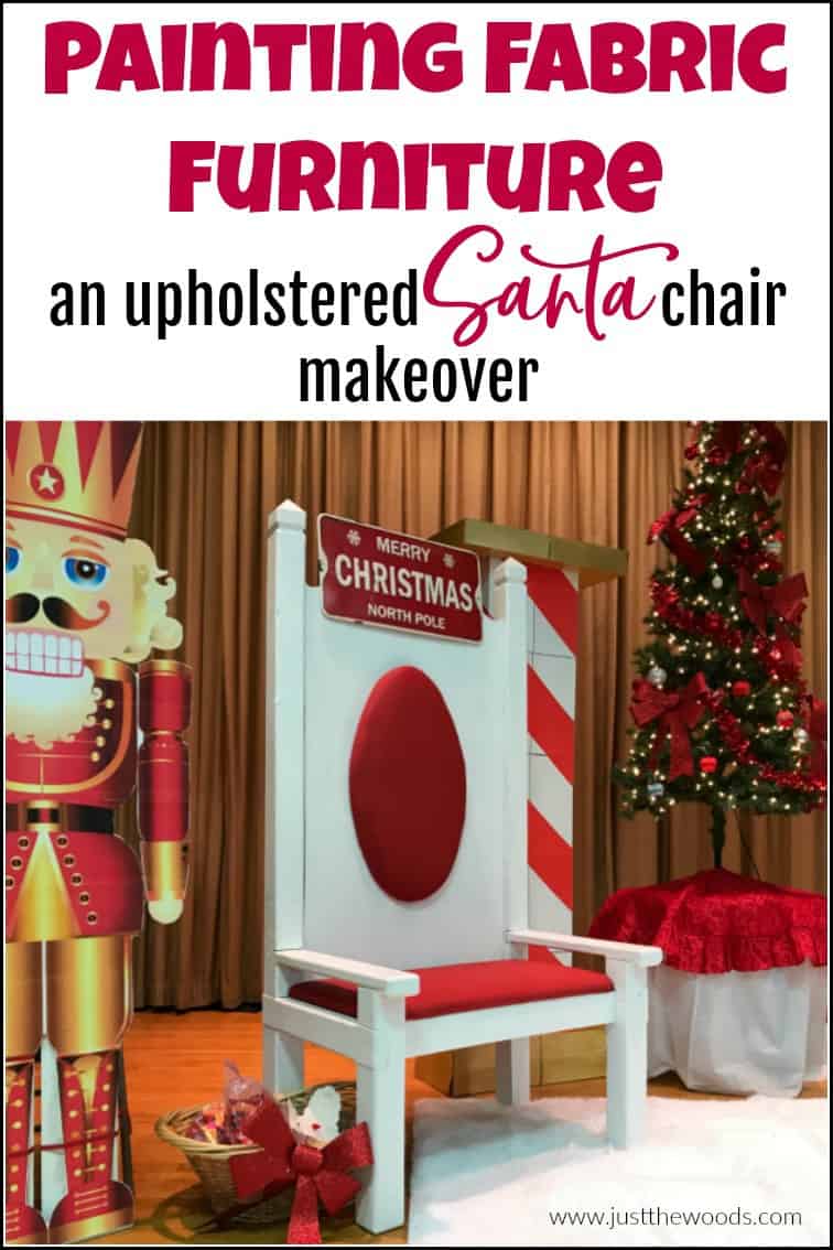 white painted santa chair with christmas tree and nutcracker pin image