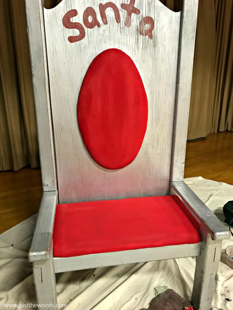 one coat fabric paint on chair makeover, santa chair