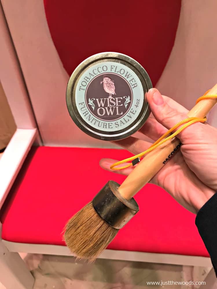 wise owl furniture salve, tobacco flower furniture salve, wax brush, how to seal painted fabric