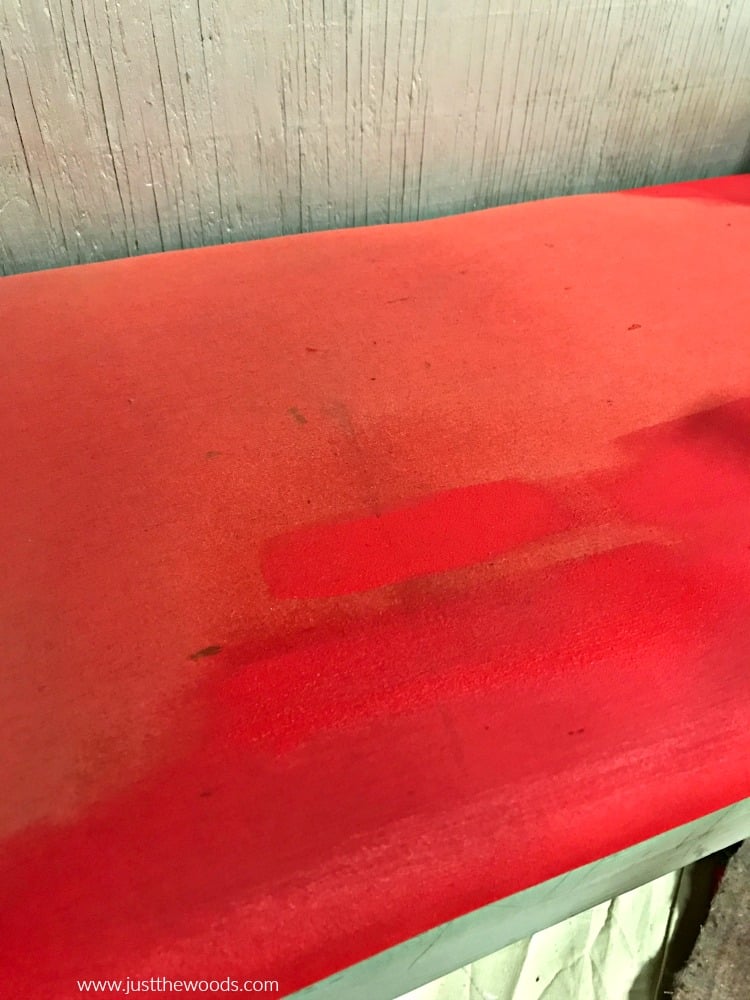 how to paint fabric, red paint on fabric chair, painting fabric chair seat