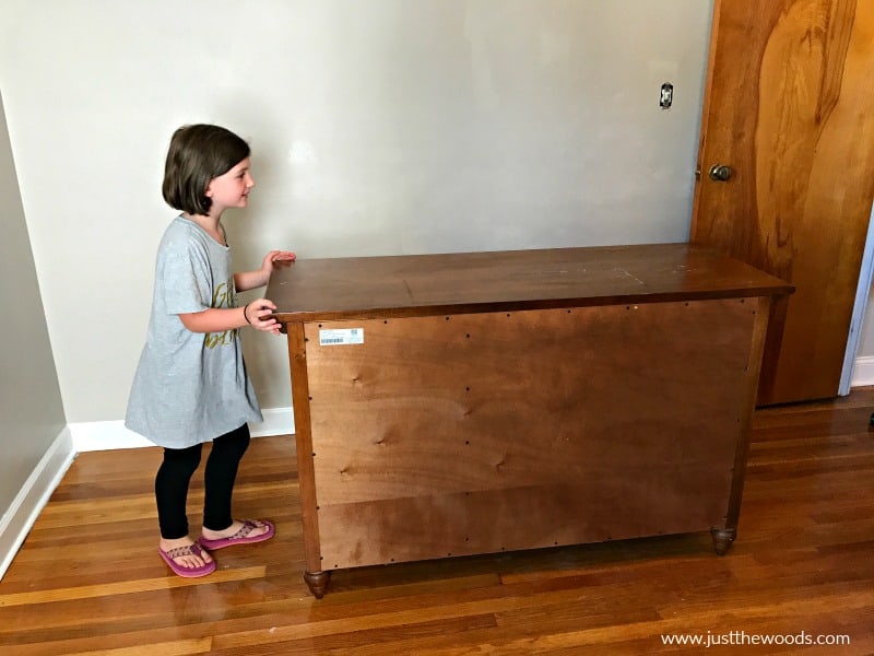 painting a wooden dresser, brown wood dresser