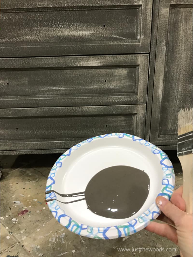 dark chalk paint on paper plate