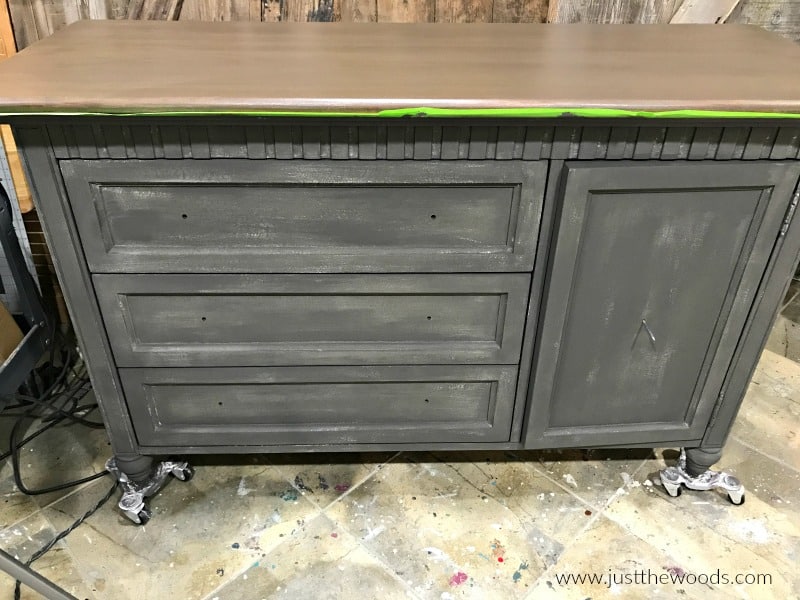 painted dresser with stain top, chalk paint and stain