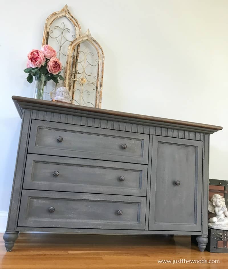 gray painted furniture with pink flowers