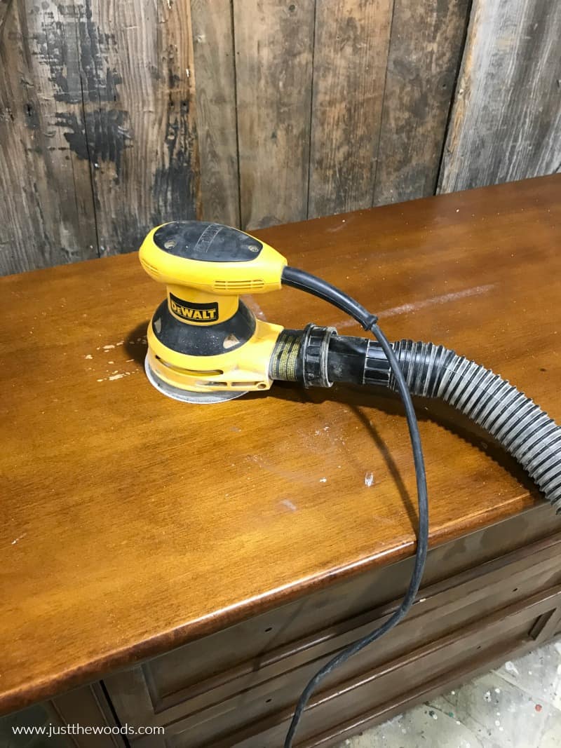 sanding a wood dresser, Dewalt sander