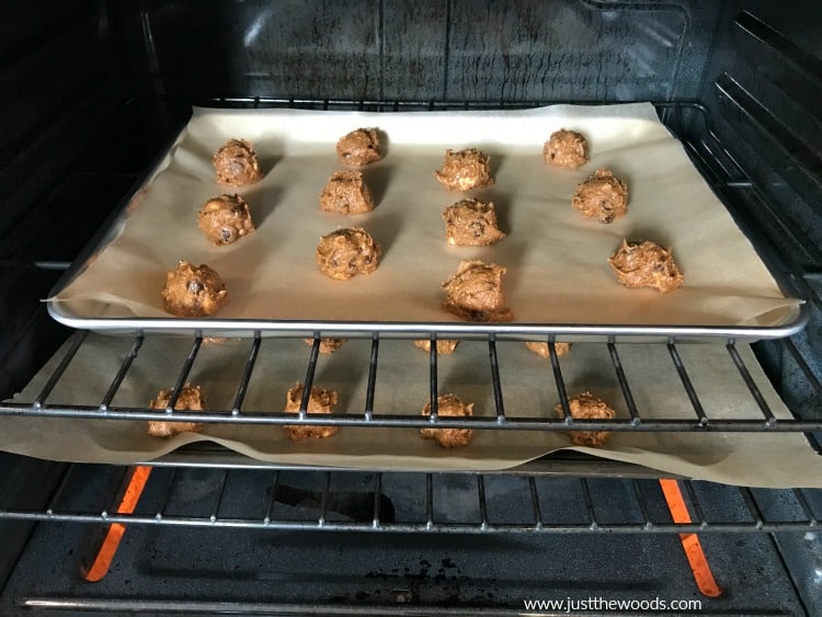 cookies on baking sheet in oven