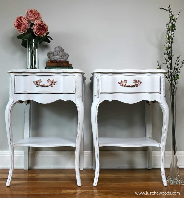 white painted tables, distressed furniture white chalk paint