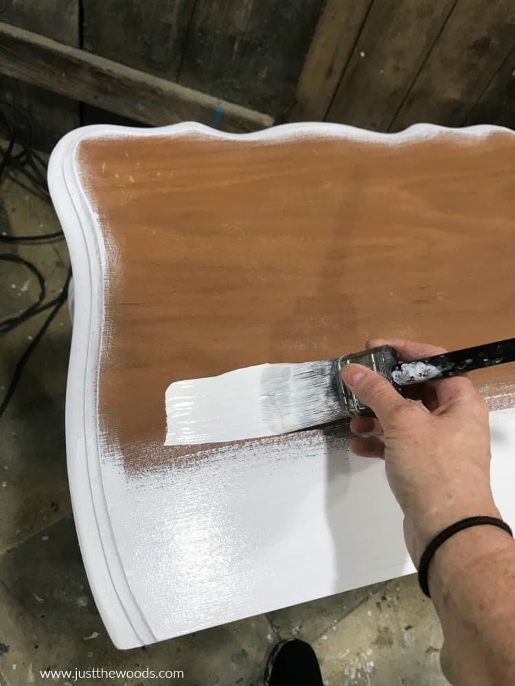 white paint on wooden table top