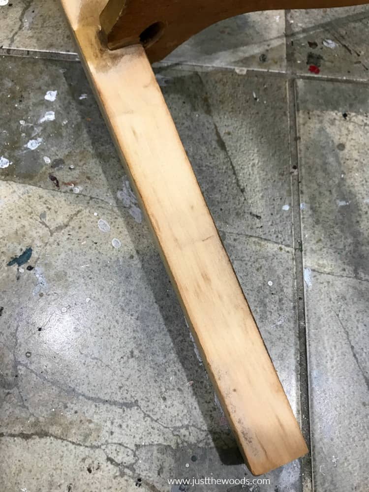 sanded wood table leg