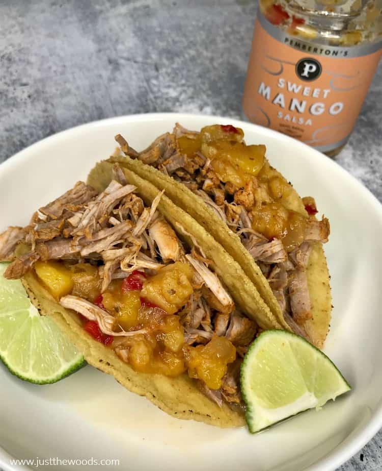 pulled pork tacos with mango salsa