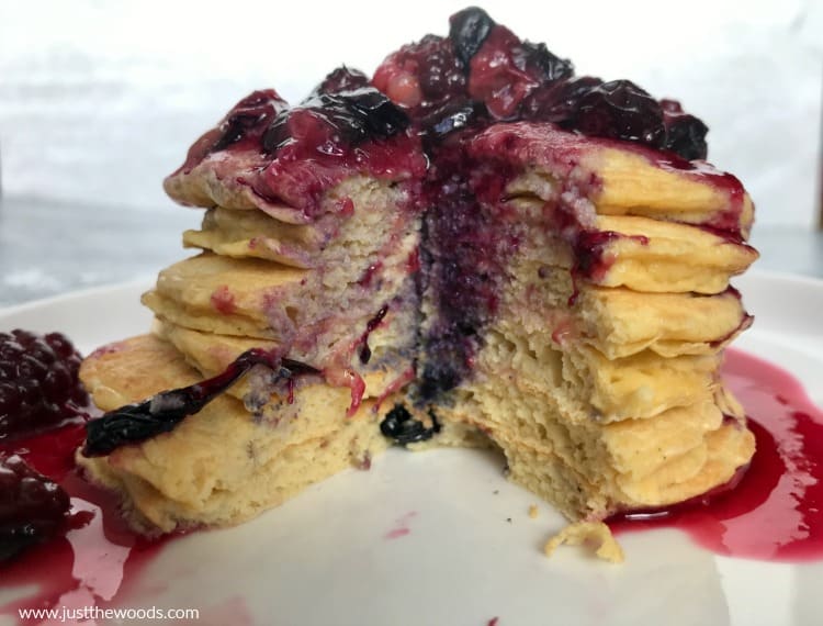 blueberry protein pancakes with berry topping