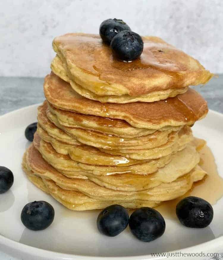 stack of healthy blueberry pancakes, gluten free pancakes