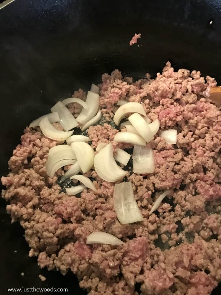 pork sausage lentil coup with onions