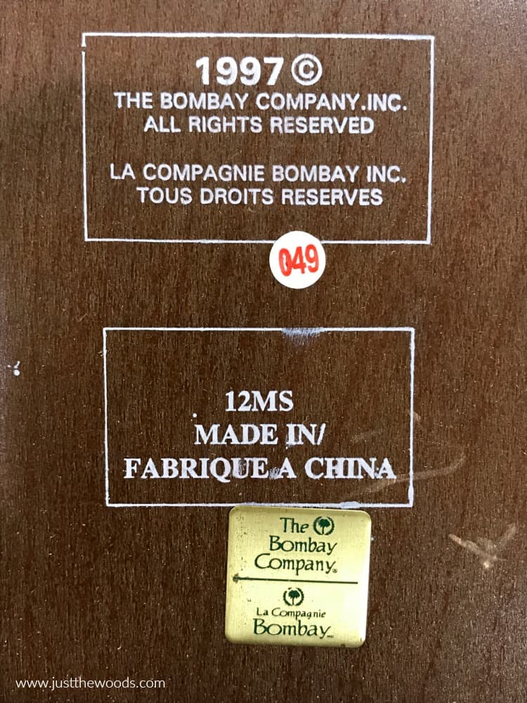 the Bombay company logo, made in 1997, Bombay Company tables