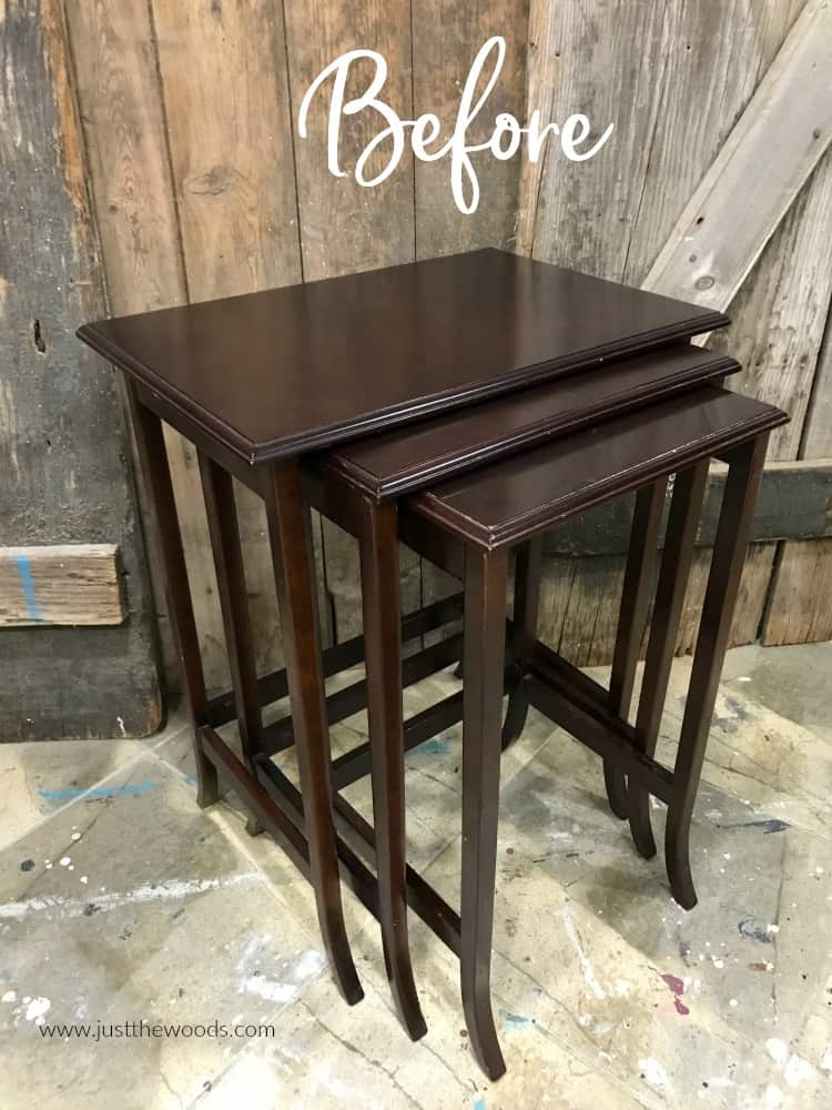 unpainted brown nesting tables